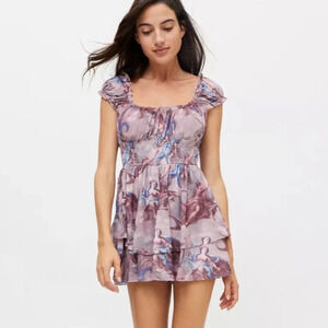 Urban Outfitters Rosie Mesh Romper Renaissance Pink Womens Size Small